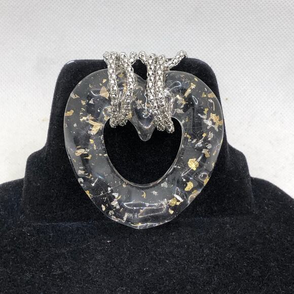 Urban Outfitters NWT Double Strand Silver Tone Acrylic Heart Pendant Necklace - Picture 16 of 16